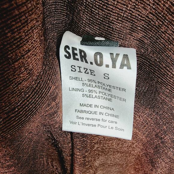 SER.O.YA Retrofete Elm Velvet Wrap Midi Dress Brown V-Neck S NWT - Picture 10 of 14